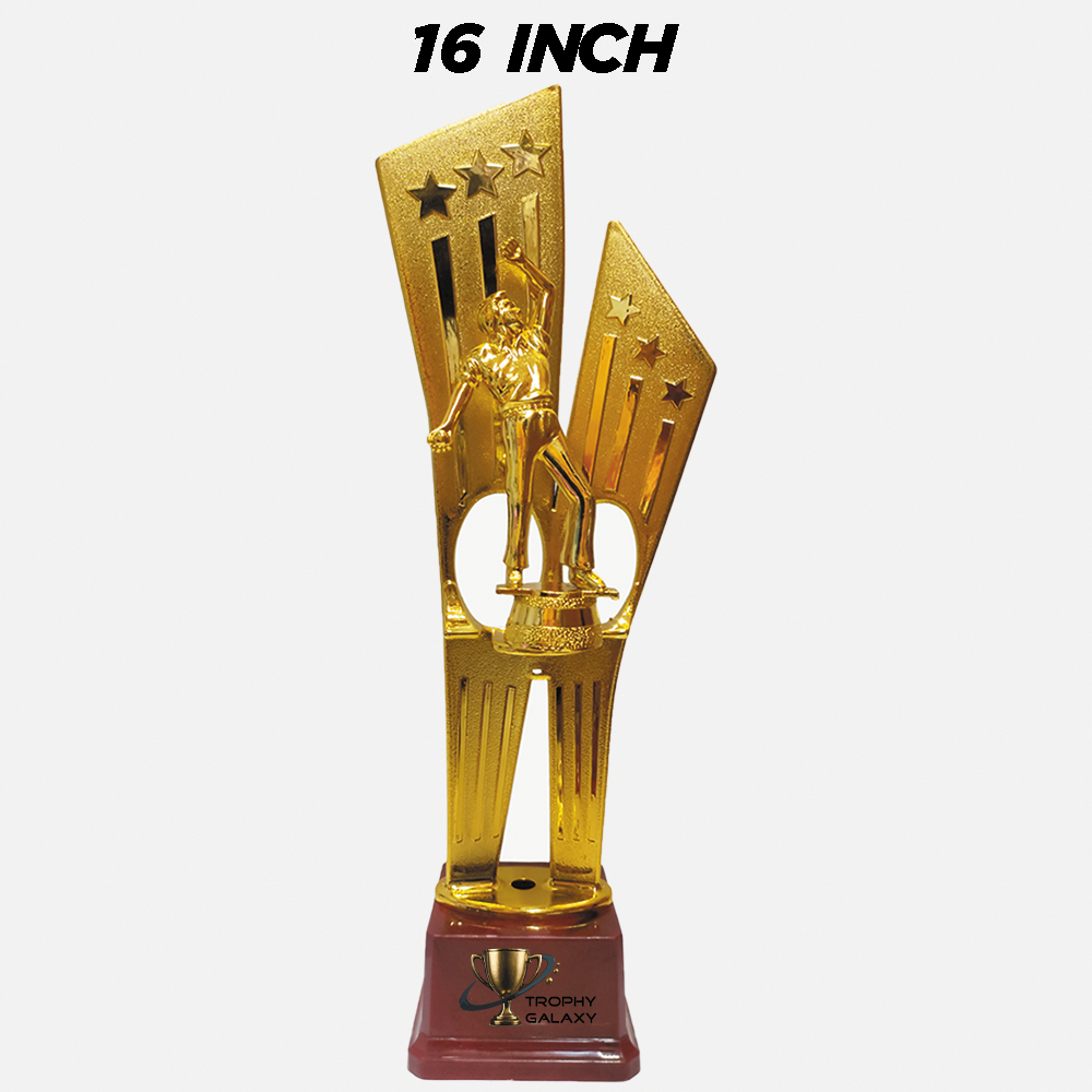 Trophy Galaxy 16 Inch Golden Cricket Trophy – Premium Tall Award for Tournaments & Sports Events