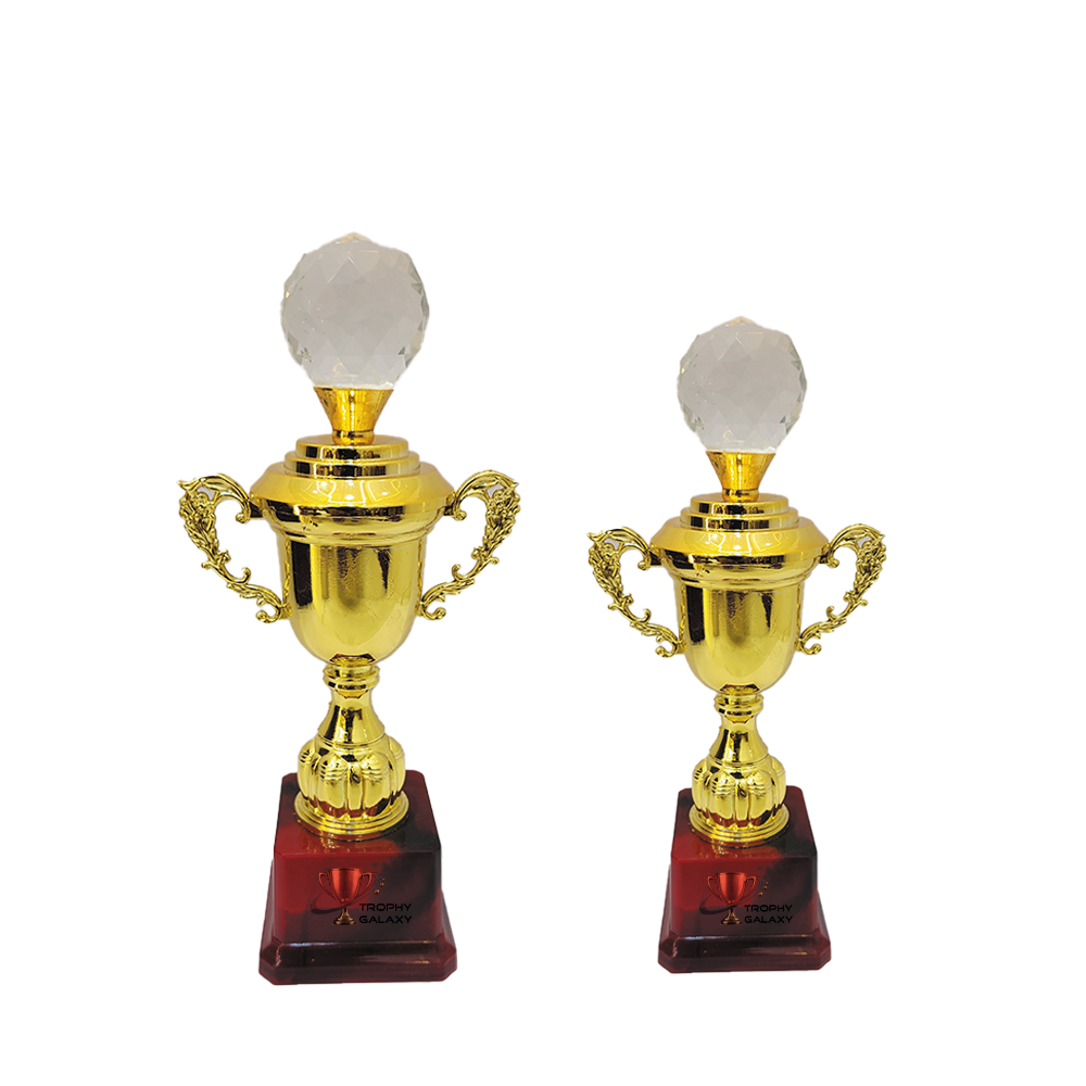 Trophy Galaxy 9 & 10 Inch Premium Golden Trophy with Crystal Top – a stylish and elegant award designed to make every victory memorable