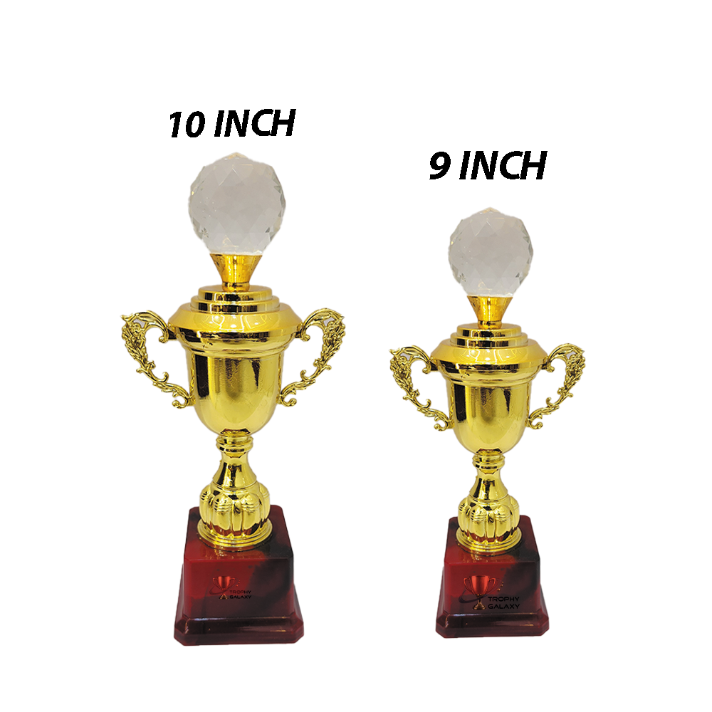 Trophy Galaxy 9 & 10 Inch Premium Golden Trophy with Crystal Top – a stylish and elegant award designed to make every victory memorable