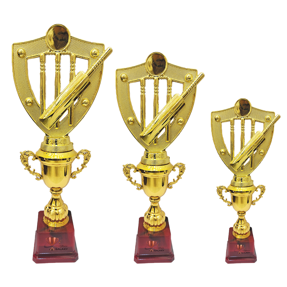 Trophy Galaxy Cricket Stump Trophy in three sizes: 13 inch, 14 inch & 15 inch.