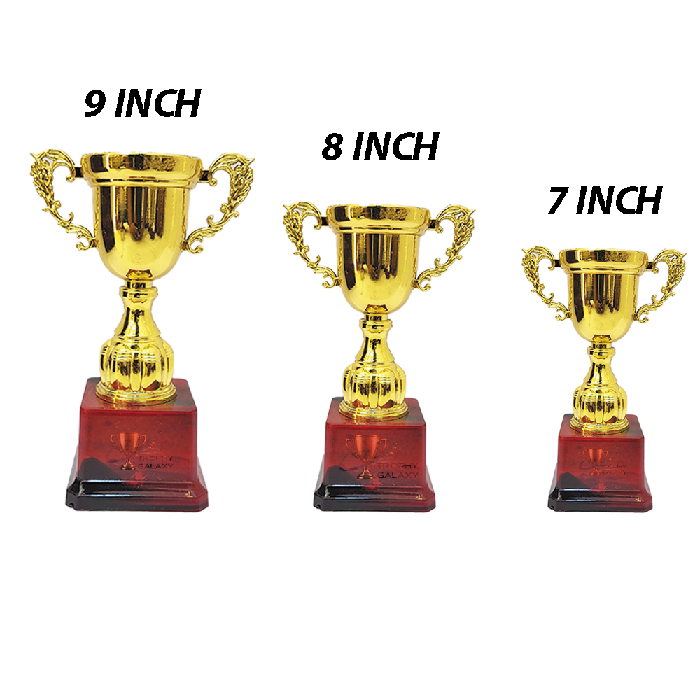 Trophy Galaxy Golden Cup Trophy Series, available in 7 Inch, 8 Inch & 9 Inch sizes.