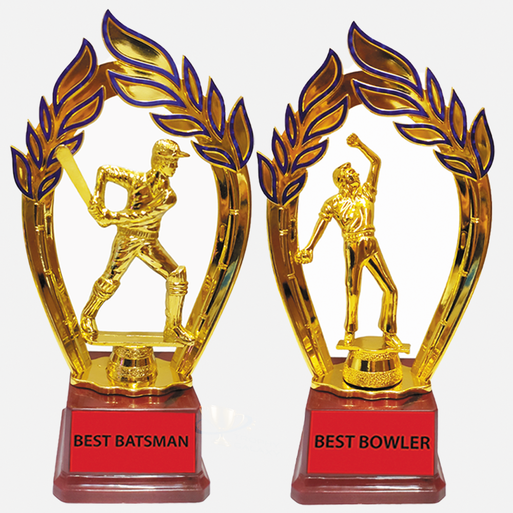 Trophy Galaxy Premium 11.5 Inch Best Batsman & Best Bowler Gold Trophy Set of 2– Cricket Tournament Awards