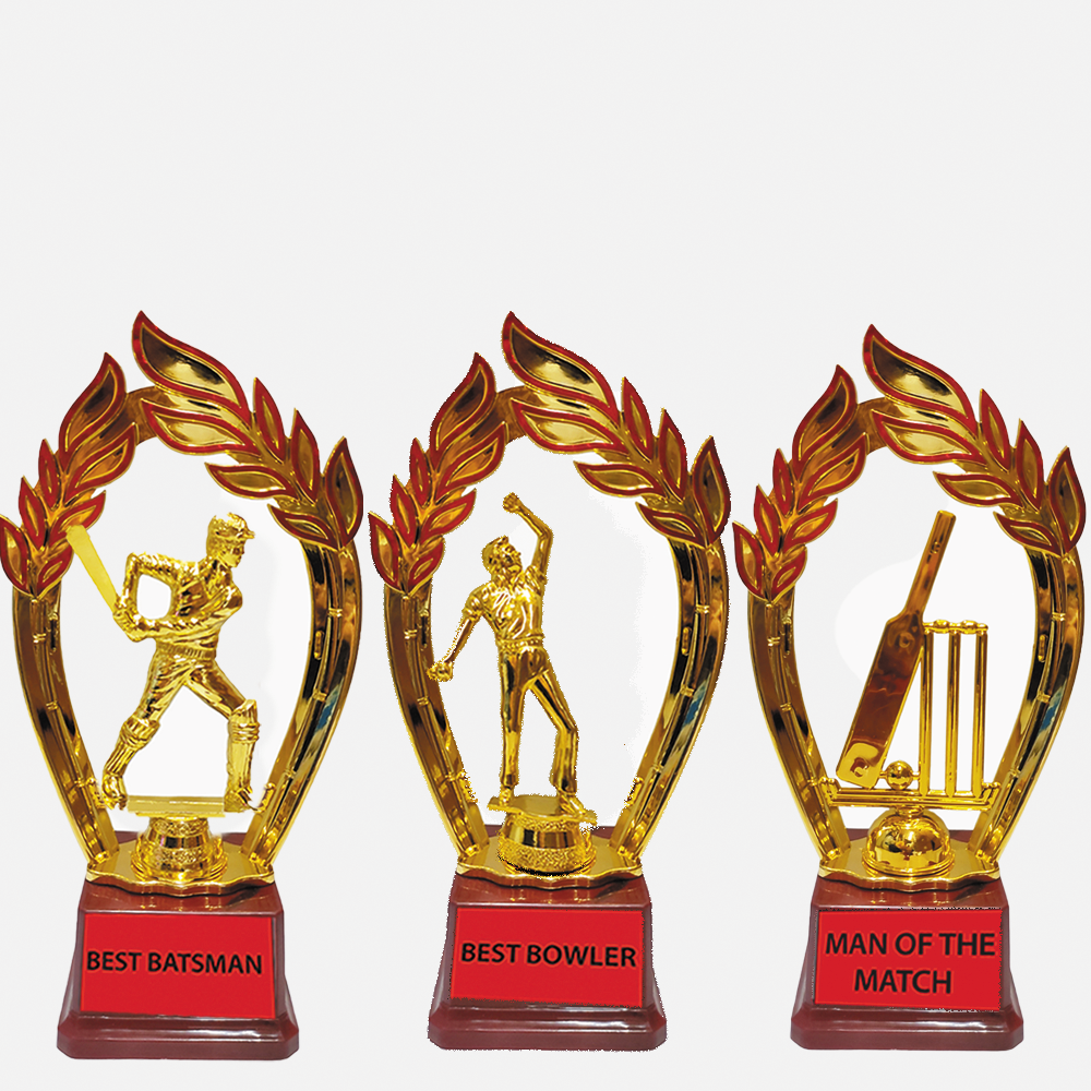 Trophy Galaxy Premium 11.5 Inch Cricket Trophy Set – Best Batsman, Best Bowler & Man of the Match Awards