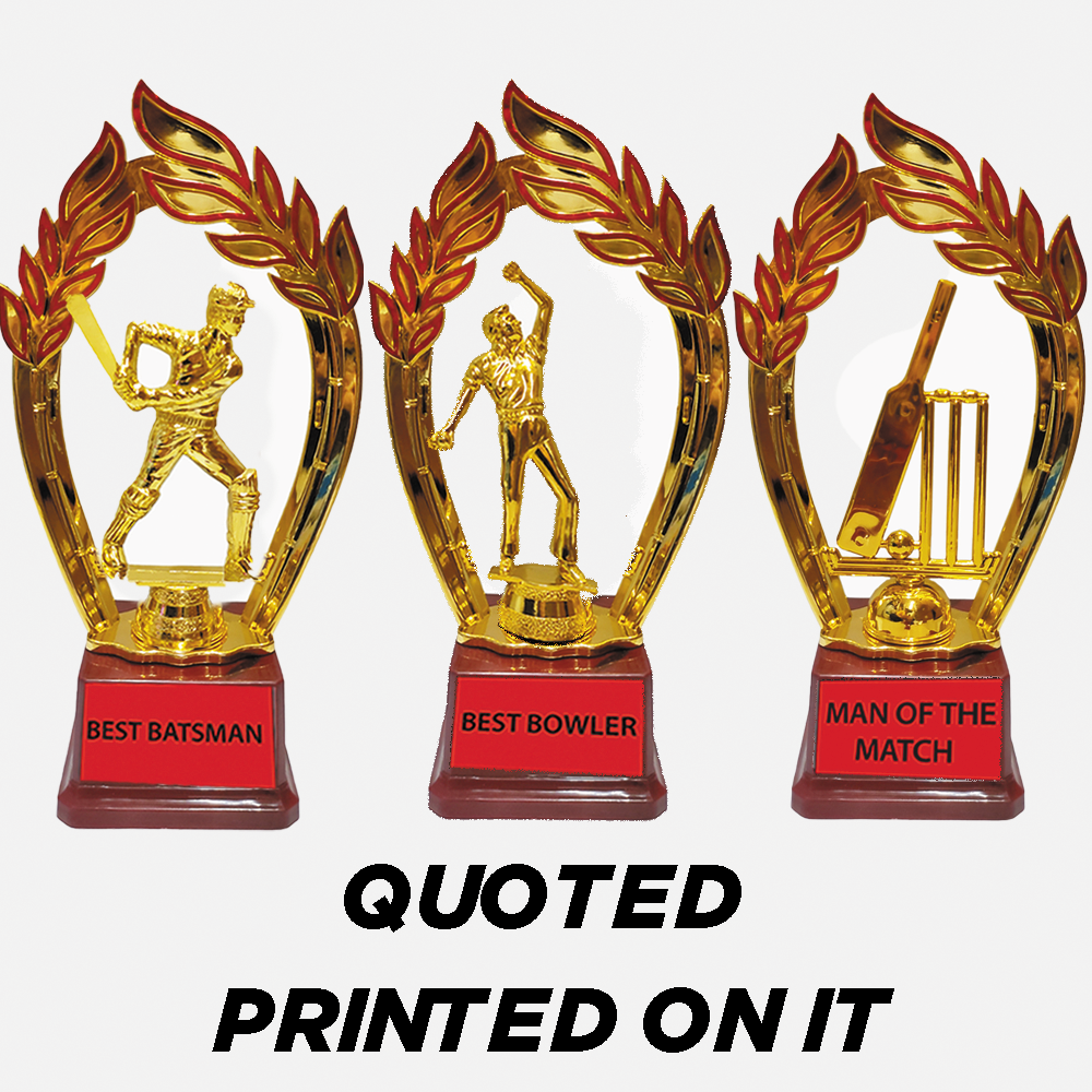 Trophy Galaxy Premium 11.5 Inch Cricket Trophy Set – Best Batsman, Best Bowler & Man of the Match Awards