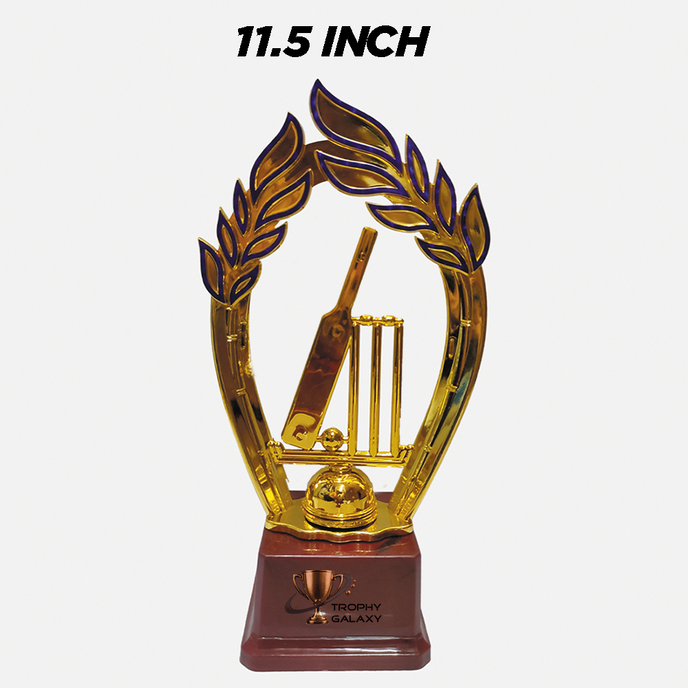 Trophy Galaxy Premium 11.5 Inch Gold Cricket Bat & Stumps Trophy – Elegant Award for Cricket Achievements