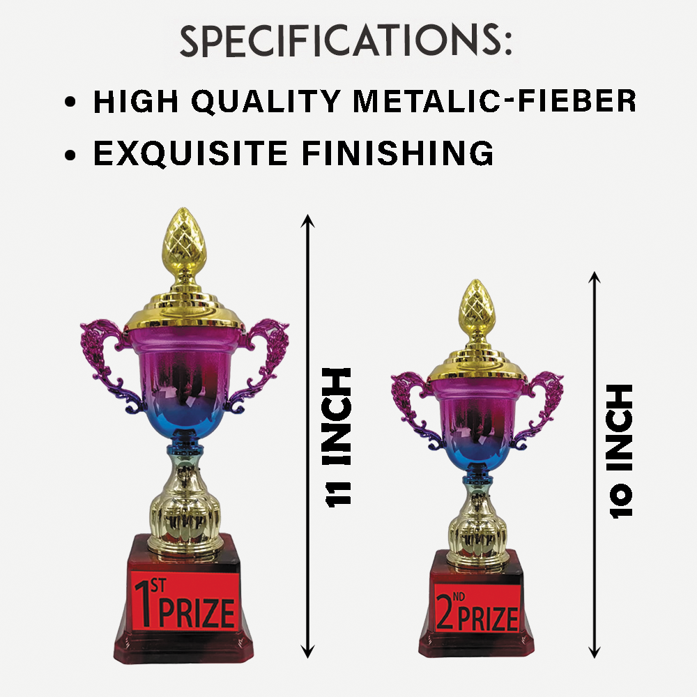Trophy Galaxy Premium Metal-Fiber Cup Trophy Set – 11 Inch & 10 Inch, 1st Prize & 2nd Prize Awards