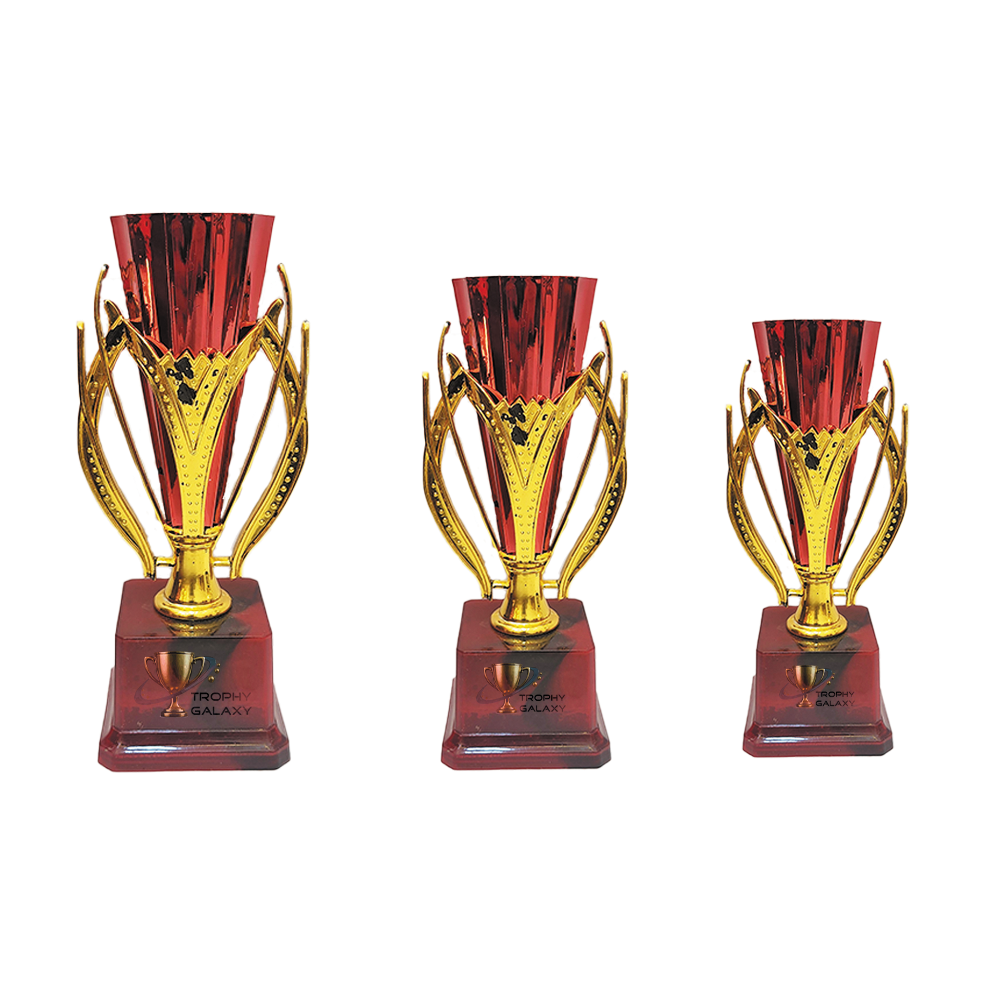Trophy Galaxy Red Cone Trophy in three sizes: 8 inch, 8.5 inch & 9 inch to suit different levels of recognition.
