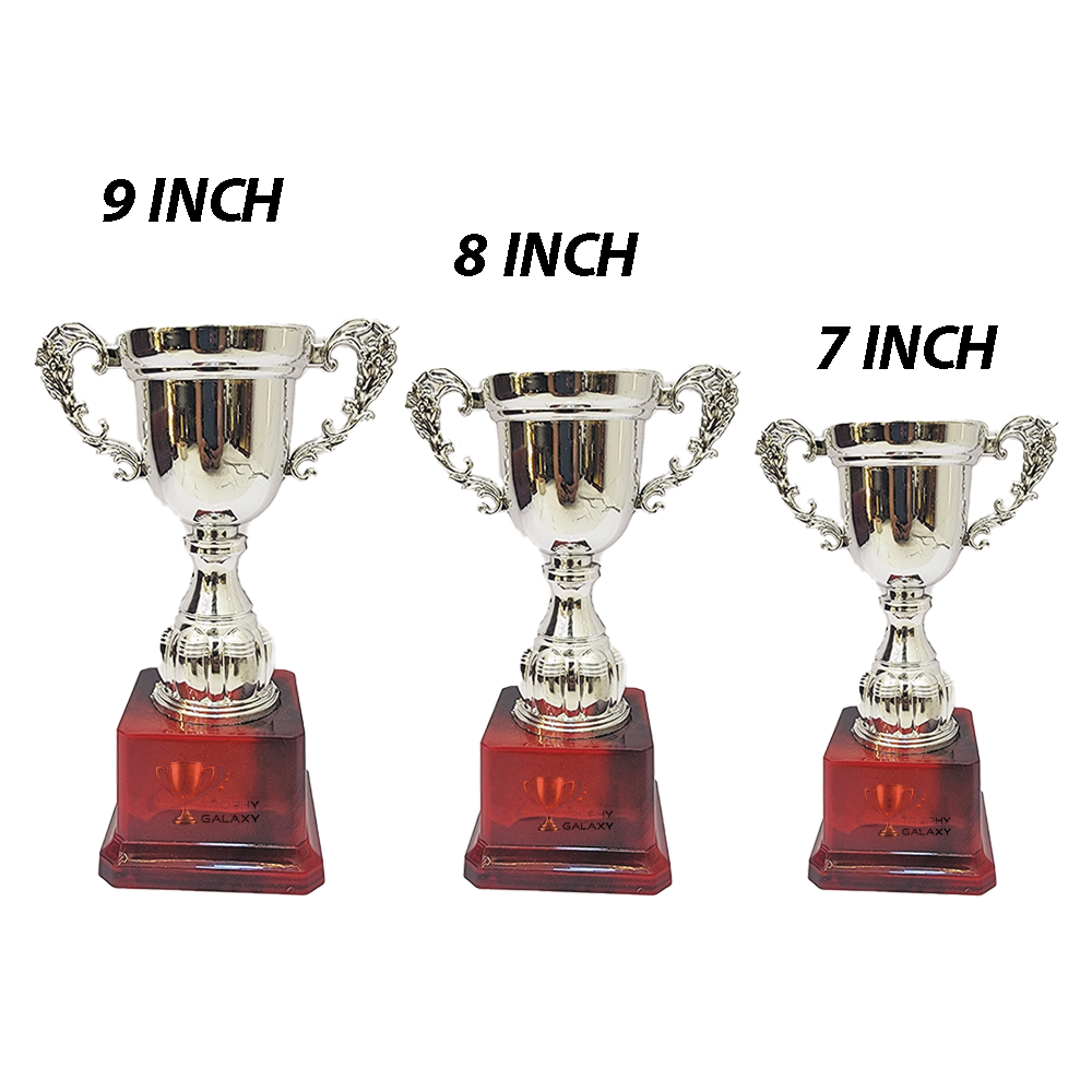 Trophy Galaxy Silver Cup Trophy Series – available in 9 Inch, 8 Inch, and 7 Inch sizes.